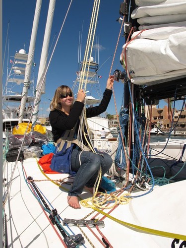 Abby in Cabo - ready to climb the mast © SW